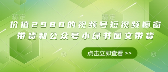 价值2980的视频号短视频橱窗带货和公众号小绿书图文带货-第一资源库