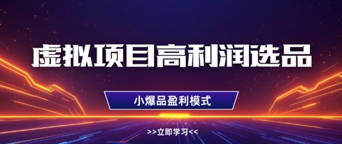 虚拟项目高利润选品方法,做好单店利润1W+,可多店倍增利润-第一资源库