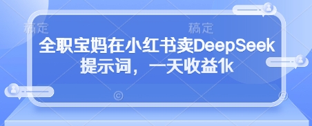 全职宝妈在小红书卖DeepSeek提示词,一天收益1k-第一资源库