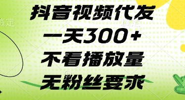 抖音视频代发一天3张+，不看播放量，无粉丝要求【揭秘】-第一资源库