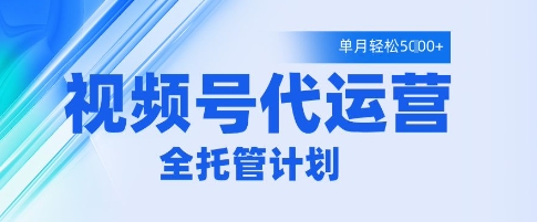 视频号代运营2.0,全程托管招募,单月轻松变现5k【揭秘】-第一资源库