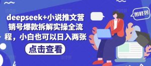 deepseek+小说推文营销号爆款拆解实操全流程，小白也可以日入两张-第一资源库