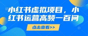 小红书虚拟项目,小红书运营高频一百问【文档】-第一资源库