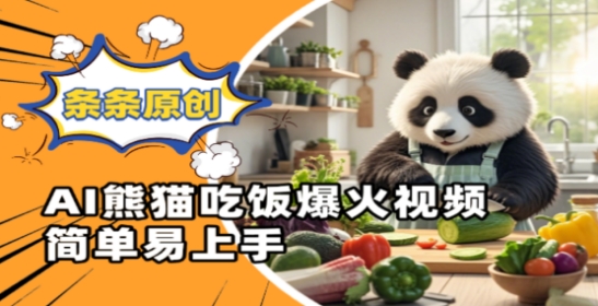 Ai熊猫吃饭爆火视频，条条原创，简单易上手-第一资源库