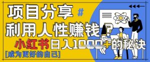 小红书日入1k+？揭秘人性洞察力，小白3分钟上手，点赞爆棚！-第一资源库