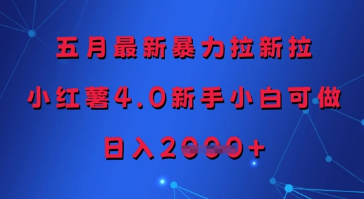 五月最新暴力拉新拉,小红薯4.0新手小白可做,日入多张-第一资源库