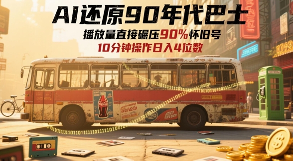 AI还原90年代巴士,一帧就让70后泪崩,播放量直接碾压90%怀旧号,每天操作十分钟,日入四位数-第一资源库