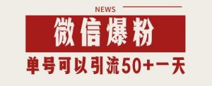 微信爆粉，私域暴力引流打法日引千粉 单号日进50+【揭秘】-第一资源库