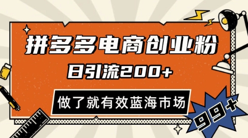 拼多多引流电商创业粉,日引200+,可矩阵放大,做了就有效【揭秘】-第一资源库