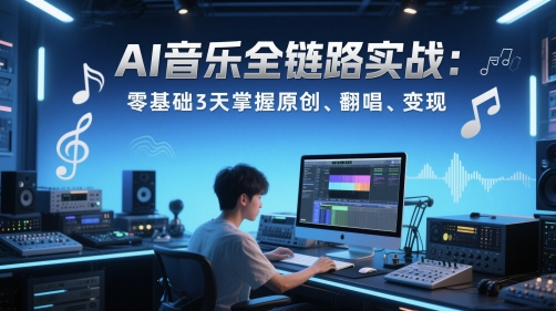 AI音乐全链路实战变现课:零基础3天掌握原创、翻唱、变现-第一资源库