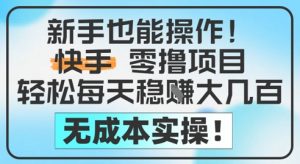 新手也能操作,快手零撸挣米,轻松每天挣2-5张,完全无成本-第一资源库