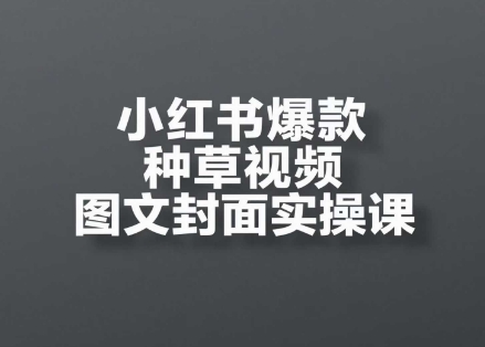 小红书爆款种草视频图文封面实操课，​开店、选品、引流、变现全流程-第一资源库