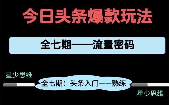 头条系列全七期项目拆解，全是干货，新手从0-1必经过程，99的人会踩的坑-第一资源库