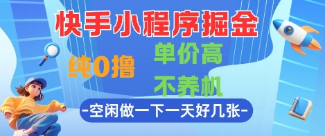 快手小程序掘金,纯0撸,单价高不养机 利用空闲时间做一做,一天好几张【揭秘】-第一资源库