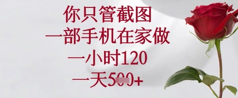 你只管截图,一部手机在家可以做,一小时120.一天5张+【揭秘】-第一资源库