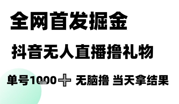 全网首发掘金抖音无人直播撸礼物,单号1k +无脑撸,当天拿结果【揭秘】-第一资源库