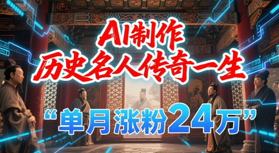 暴力起号!用AI制作历史名人传奇一生,单月涨粉24W,涨粉+变现赛道黑马来了-第一资源库