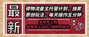 最新得物流量主托管计划,独家原创玩法,每天操作五分钟,多号无上限,单号日入5张+矩阵可放大【揭秘】-第一资源库