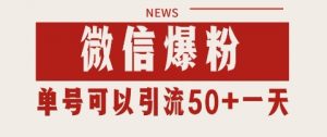 微信爆粉,私域暴力引流打法日引千粉 单号日进50+【揭秘】-第一资源库
