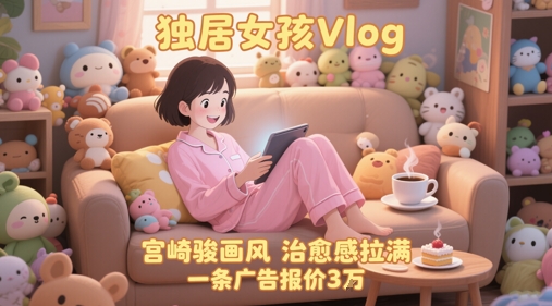 单个账号涨粉71W!用AI制作独居女孩Vlog,宫崎骏画风,治愈感拉满,一条广告报价3W-第一资源库