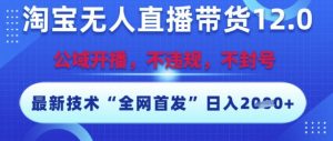 淘宝无人直播带货12.0，最新技术，不封号，不违规，操作简单，开播爆单，日入多张【揭秘】-第一资源库