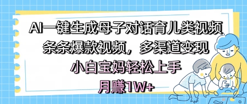 AI一键生成母子对话育儿类视频,条条爆款视频,多渠道变现,小白宝妈轻松上手,月入1W+-第一资源库