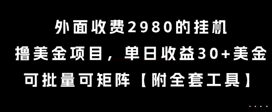 外面收费2980的挂G撸美金项目,单日收益30+美金,可批量可矩阵【揭秘】-第一资源库