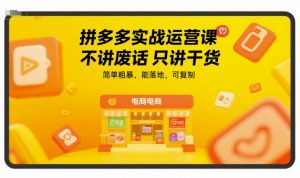 拼多多实战运营课,不讲废话只讲干货,简单粗暴,能落地,可复制-第一资源库