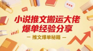 小说推文搬运大佬爆单经验分享，推文爆单秘籍-第一资源库