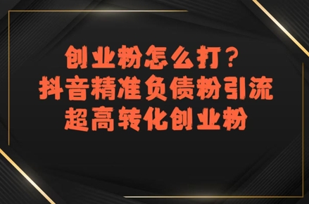 创业粉怎么打?抖音精准负债粉引流,超高转化创业粉-第一资源库