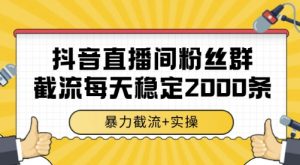 抖音直播间粉丝群截流,稳定采集数据全行业通用 2000条数据一天【揭秘】-第一资源库
