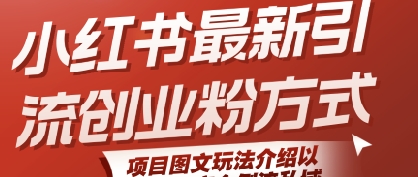小红书最新引流创业粉方式，项目图文玩法介绍以及如何安全倒流私域-第一资源库