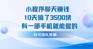 小程序聊天挣钱10天搞了3.5k,有一部手机就能做的-第一资源库