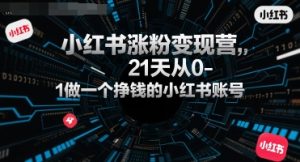 小红书涨粉变现营,21天从0-1做一个挣钱的小红书账号-第一资源库