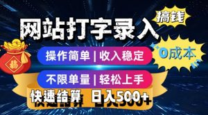 网站打字录入搞钱,0成本,操作简单,收入稳定,不限单量,轻松上手,快速结算,日入5张【揭秘】-第一资源库