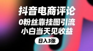 抖音电商评论,0粉丝靠挂图引流,被动挣抖音搜索佣金,小白当天见收益,还能躺挣下级评论增量收益-第一资源库