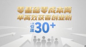 零基础零成本简单高效获客创业粉，一天引流30+-第一资源库