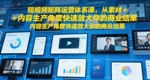 短视频矩阵运营体系课,从素材+内容生产角度快速放大你的商业结果-第一资源库