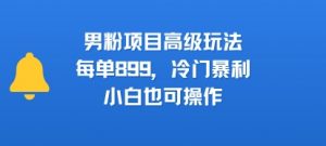 男粉项目高级玩法,每单899,冷门暴利,小白也可操作-第一资源库