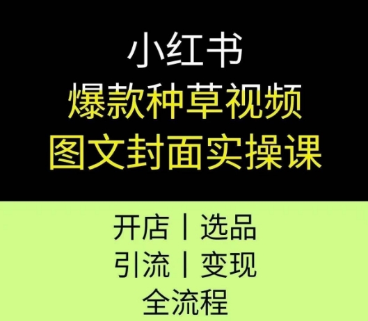 小红书爆款种草视频图文封面实操课,开店、选品、引流、变现全流程-第一资源库