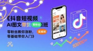 抖音短视频AI图文带货实操班,零粉丝教你涨粉,零基础带你入门-第一资源库