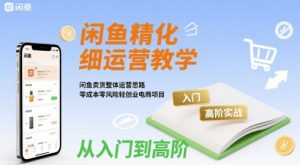 闲鱼精细化运营入门+高阶实战教学,闲鱼卖货整体运营思路,零成本零风险轻创业电商项目-第一资源库
