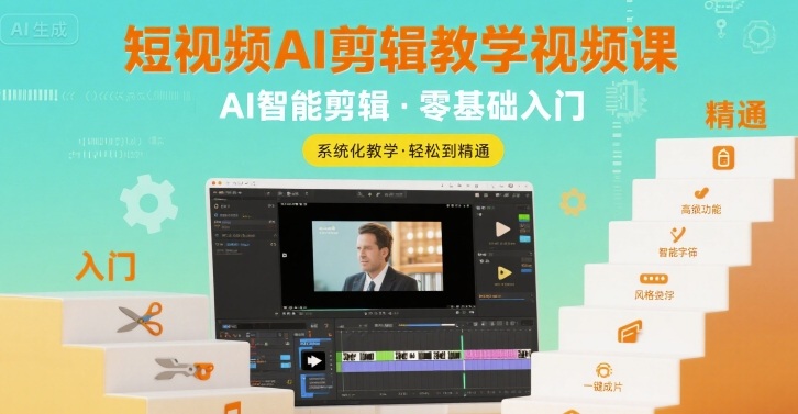 短视频AI剪辑教学视频课,入门到精通-第一资源库