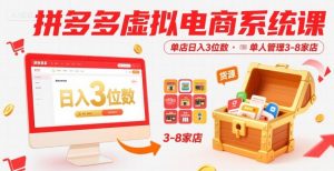 拼多多虚拟电商系统课,单店日入3位数,单人可管理3-8家店【附货源】-第一资源库