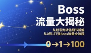 Boss流量大揭秘,从起号到转化细节拆解,从0到1打造Boss流量全流程-第一资源库
