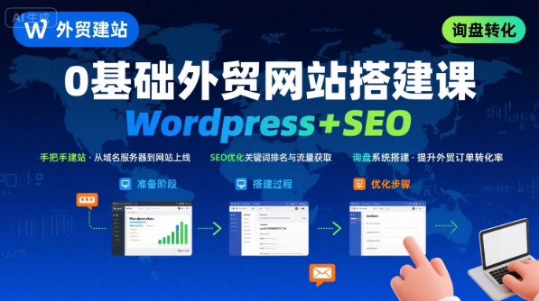 WordPress外贸建站+SEO优化课程,手把手教你从0到1搭建可获得询盘的外贸网站-第一资源库