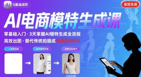 AI模特进阶课程，0基础高效生成逼真电商模特图-第一资源库