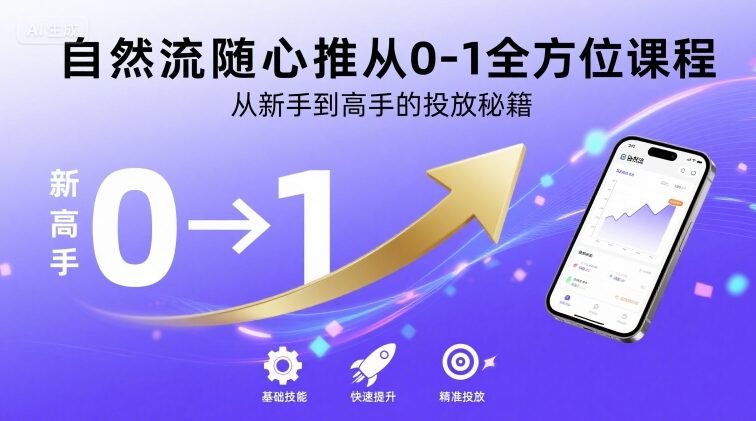 自然流随心推从0-1全方位课程,从新手到高手的投放秘籍-第一资源库