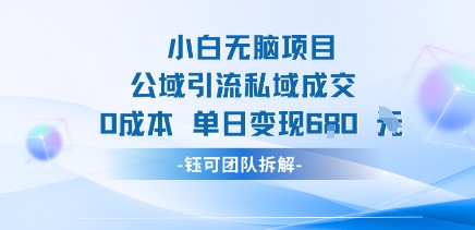 小白无脑项目公域引流私域成交0成本单日变现680米-第一资源库