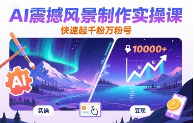 AI震撼风景制作实操课，快速起千粉万粉号-第一资源库